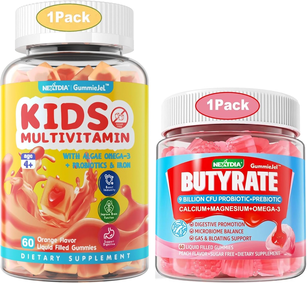 Otroci Multivitaminski žvečilni gumiji z železom + butilni gumiji s probiotikom + prebiotiki + postbiotiki