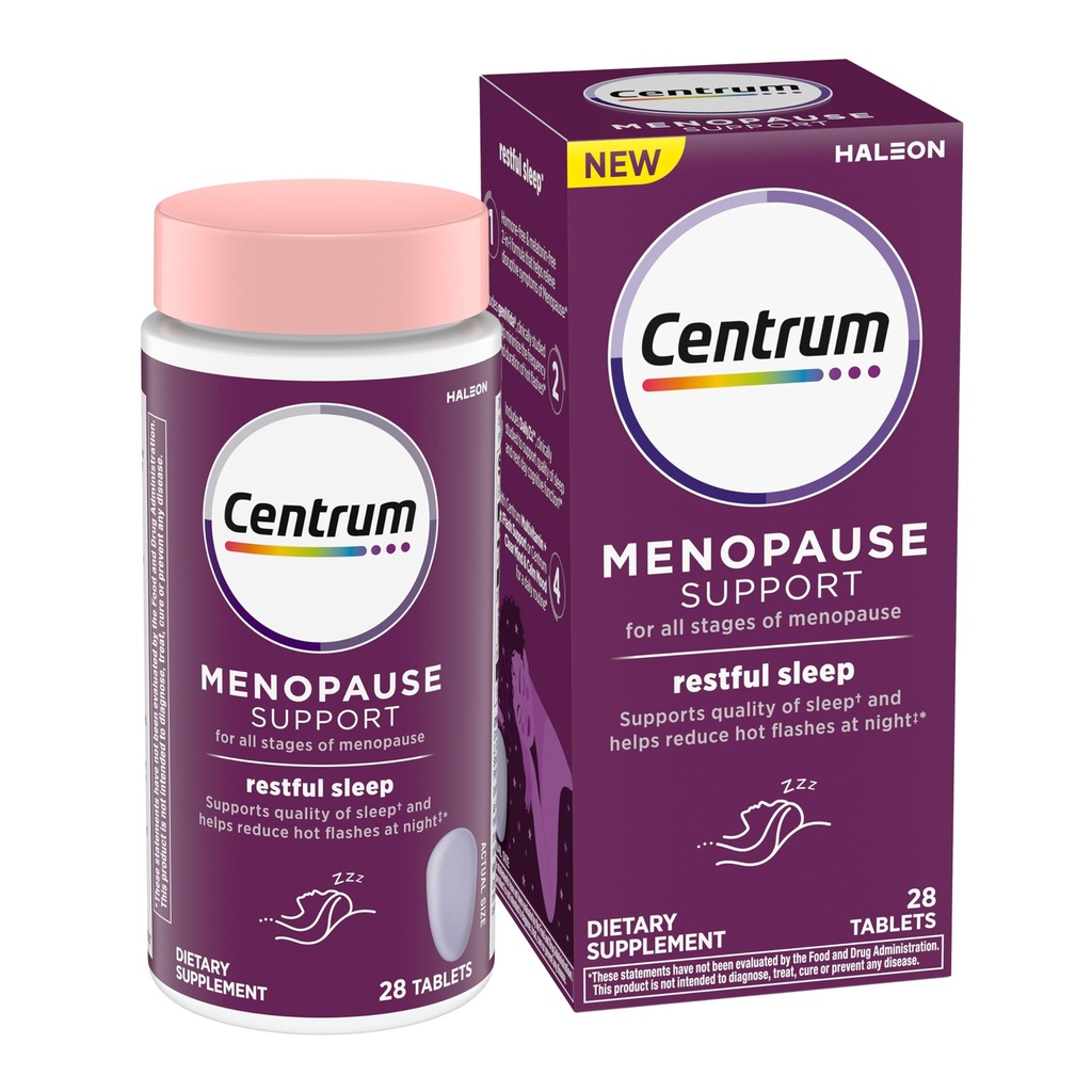 Centrum nemirno spanje Menopause podporo tablete, dodatek s klinično študiral DailyZz in geniVida, 28 Število