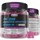 Cink in magnezij dopolnilo, cink Magnezij Aspartat Post Workout Gummies za moške ženske, z vitaminom B6, B12, D3, Kurkuma za nočno okrevanje, zmanjšanje utrujenosti, povečanje imunitete in spanja, 120 Count