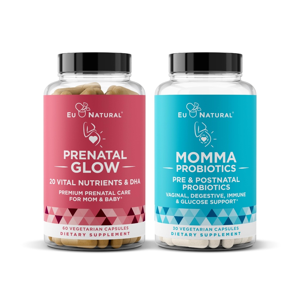 Naravna prednatalni paket – Glow Prenatal Multivitamin – Momma Probiotics za mamo & otroka