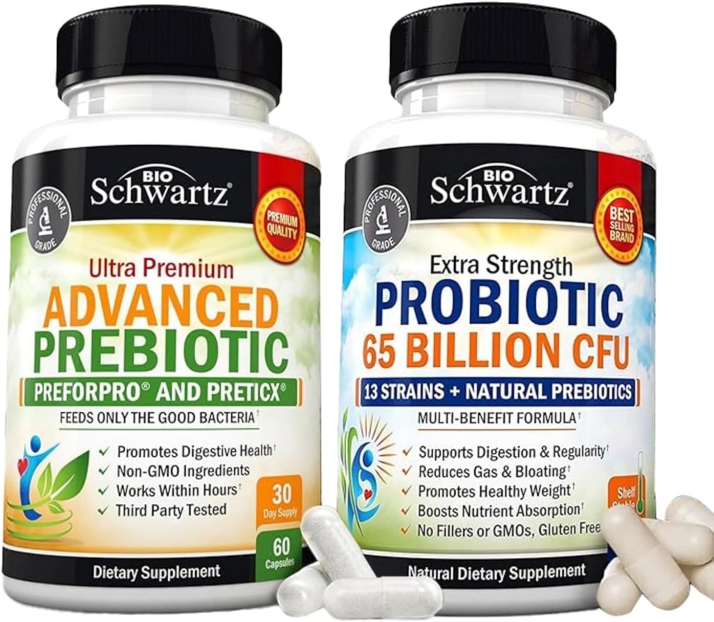 65 Milijarda CFU dnevni probiotični dodatek (1 mesec oskrbe) Plus Advanced Prebiotic Gut zdravstvenega dodatka (1 mesec oskrbe)