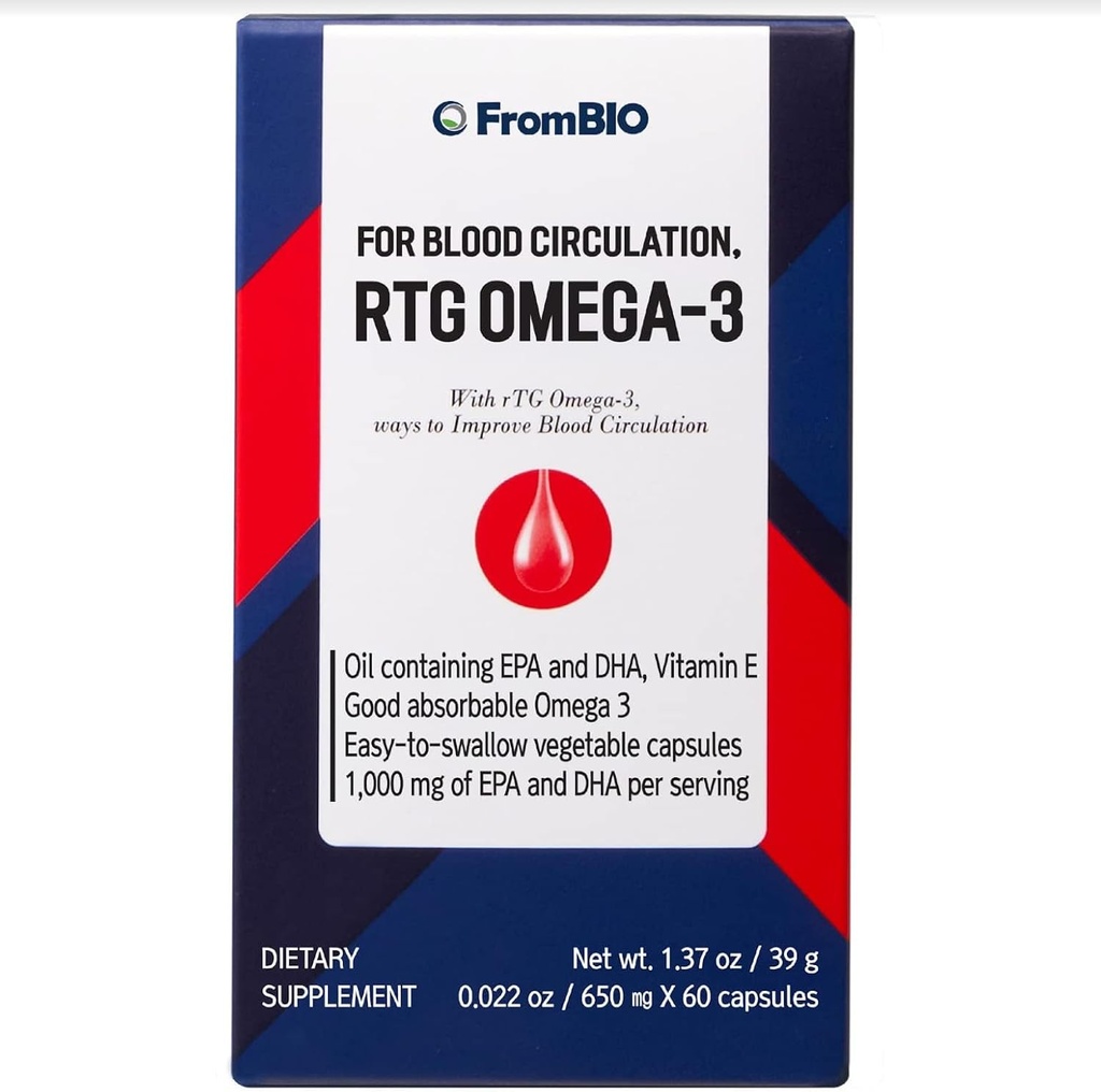 za krvni obtok, rTG Omega-3, 1.000 mg EPA in DHA in 11 mg a-TE vitamina E na odmerek (60 kapsul)