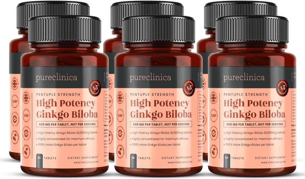 chiteclinica High Potency Ginkgo Biloba 30.000mg x 540 tablete (6 steklenic po 90) - 18 mesecev dobava - 5 krat Moč konkurenčnih izdelkov
