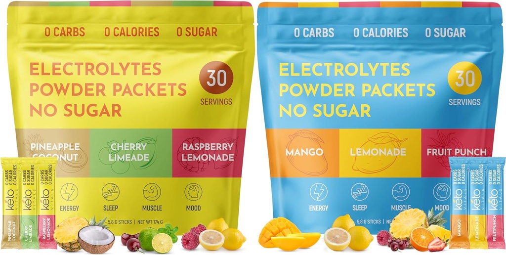 Keto Vitals Tropical & Original Associted 2 Pack Bundle Electrolyte Powder Bundle - Variety Pack tropskih in originalnih arom 