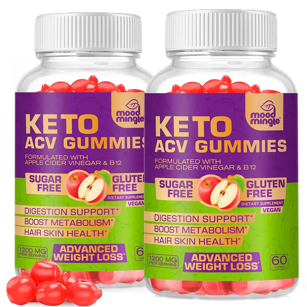 Keto ACV Gumies Gluten & Sugar-free Apple Cider kisarjev Gumies za napredno hujšanje - hitro maščobe gorilnik prehranski dodatek za ženske - 60 Gumies (1000MG) (2-Pack)