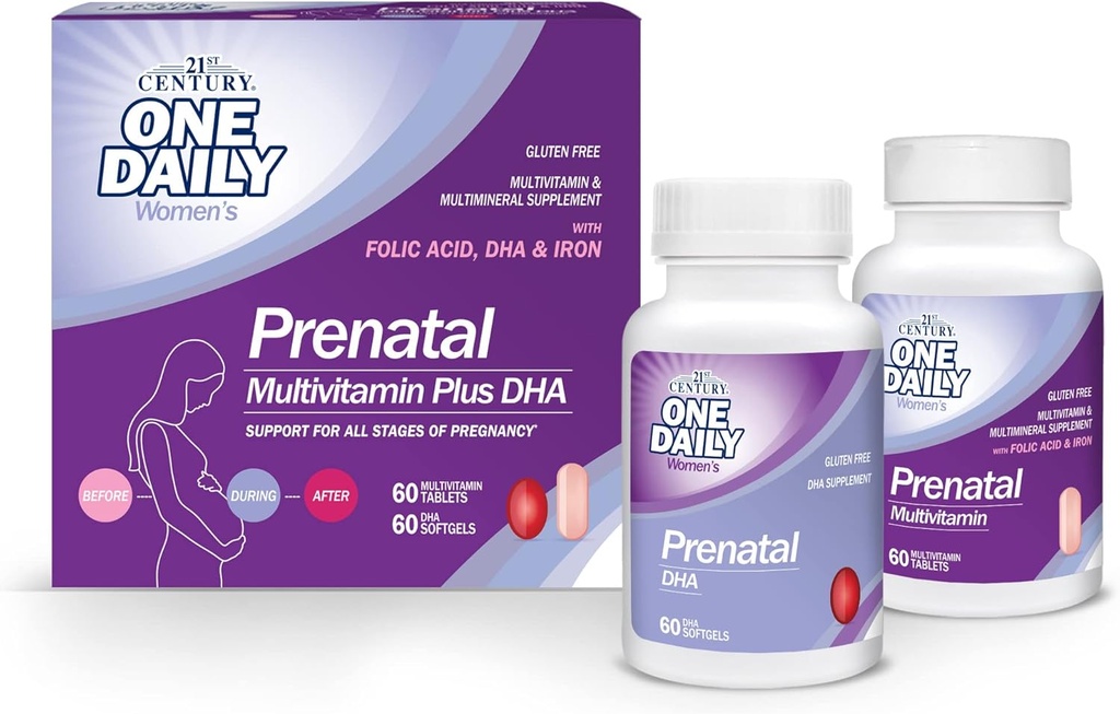 21. stoletje Predporodni z DHA, tablete in softgels, 120 grof