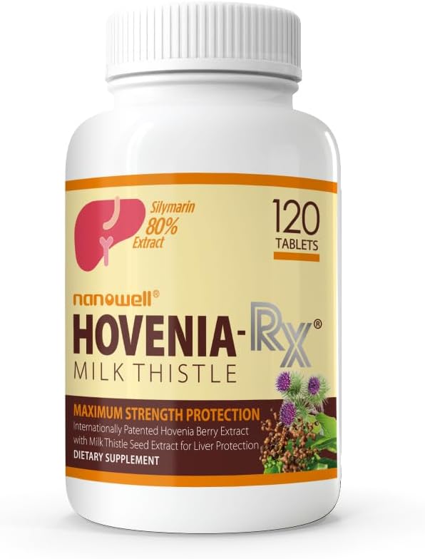 NANOWELL Hovenia-RX Milk Thistle - Jetrna podpora dodatek z 80% Silymarin Milk Thistle Seme Extract - 120 tablet, 30 dan dobave