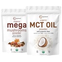 Mikro sestavine Organska mega goba v prahu 10oz & organsko MCT olje v prahu 1lb paket 2 pakiranje  Olje, krema na osnovi rastlin
