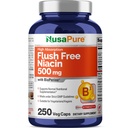 NusaPure Flush Free Niacin 500mg 250 kapsul (Vegan,Non-GMO & Vegan) Bioperine