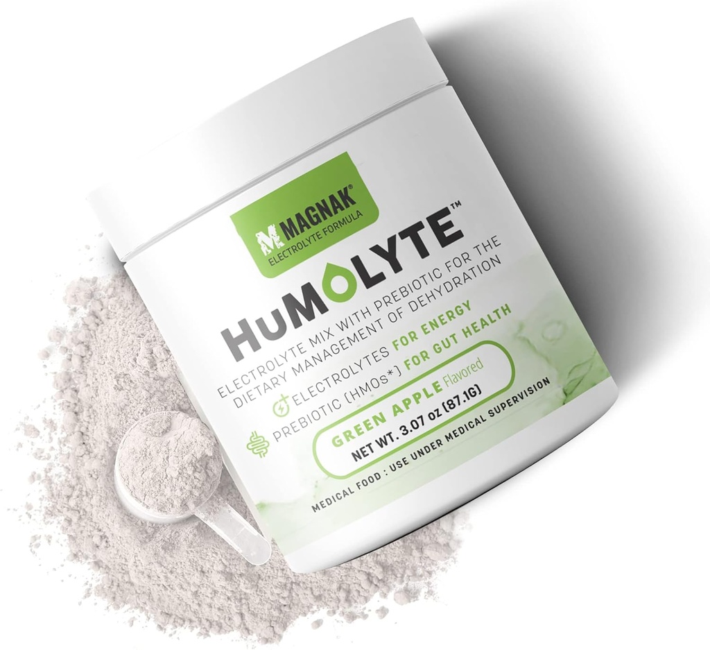 Humolyte Electrolyte Prašek za bolnike s kemoterapijo – Patented HMO Formula za hidracijo in Gut Health – Prebiotik, Gluten-free, Green Apple Flavor, 3.07 oz