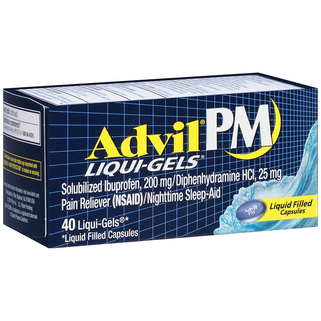 Advil PM Liqui-Gels Bolečina Nočni spanec, 40 Liqui-Gels (paket z 2)
