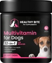 Zdrav ugriz 12 v 1 Multivitamin za pse - dodatek za kožo in plašč, Imunska podpora, Pet Vitamini, Kalcij za pse Izdelano v ZDA - 120 Število