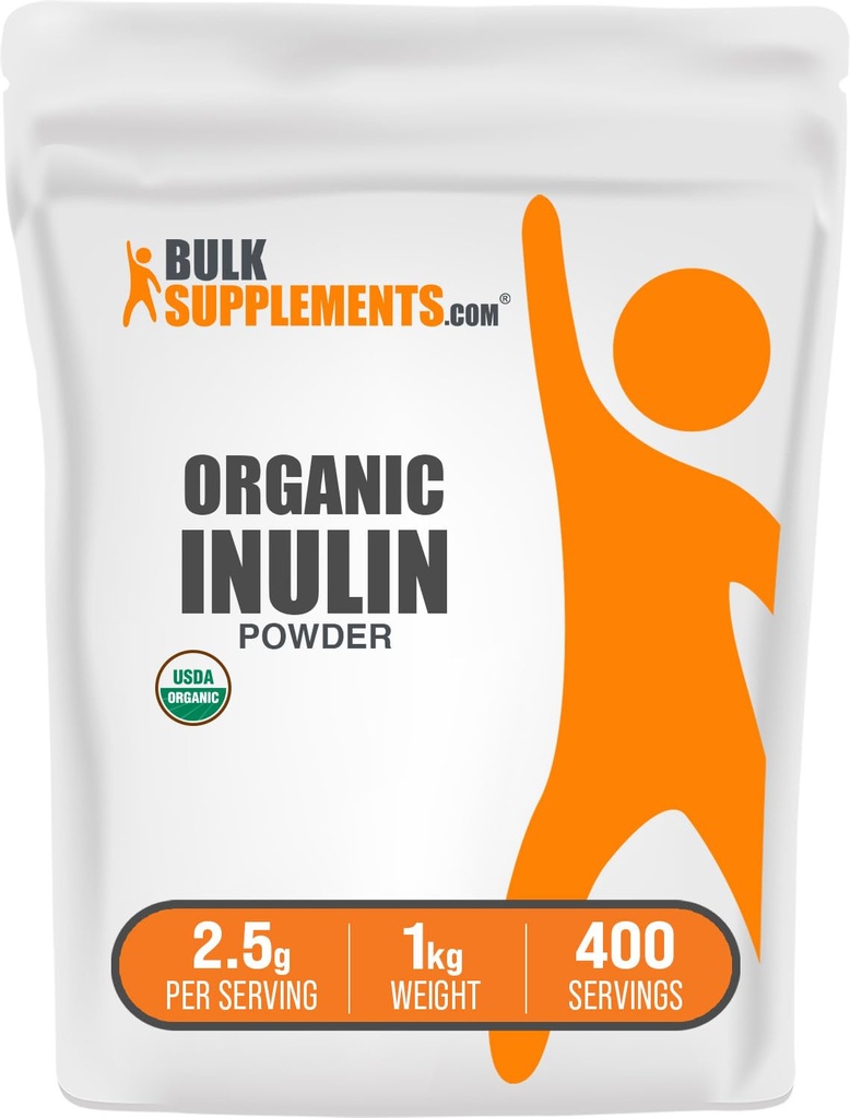 BulkSupplements.com Organic Inulin Powder - Inulin dodatek, Topni Fiber Powder - Vegan & Gluten Free - 2,5g na serviranje, 1kg (2,2 lbs) (Pack of 1)