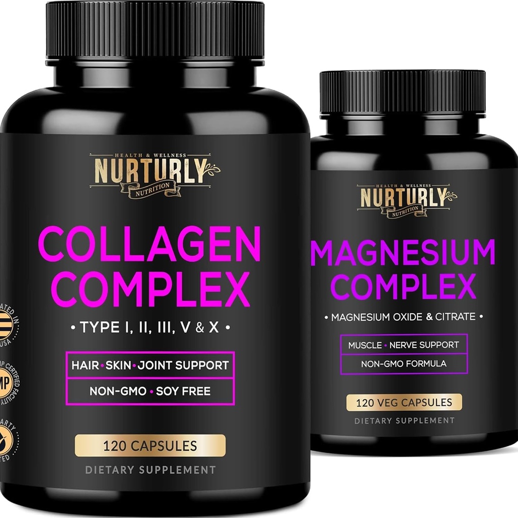 Magnezijev citrat in oksid 500 mg Kompleksni dodatek in več kolagen peptidi v prahu kapsule - visoka absorpcija Največja jakost - hidrolizirani kolagen peptidi