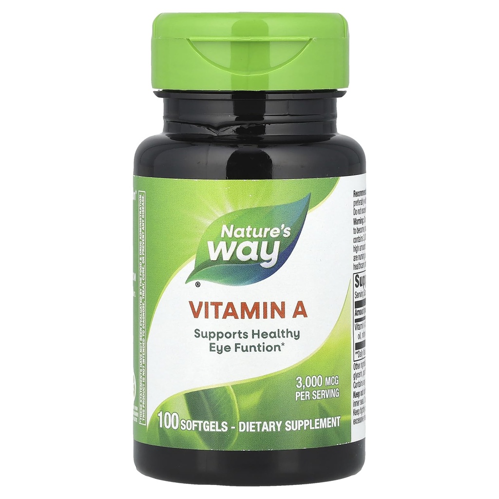 Narava način Vitamin A, Visoka moč, Podpira zdravo delovanje oči*, 3.000 mcg na strežbo, 100 Softgels (Packaging May Vary)