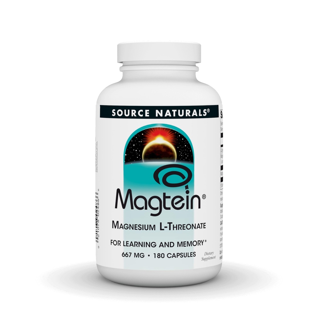 Vir Naturals Magtein Magnezijev L-treonat, 667mg, Podpira fokus, Mood, Zdrav spomin, Kognitivne funkcije - 180 kapsul
