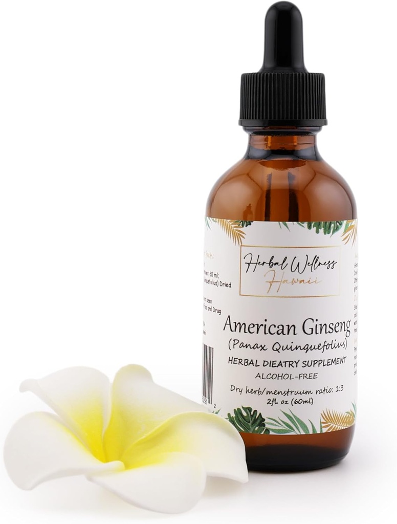 Ameriški ginseng tekoči ekstrakt (Panax Quinquefolius) - prehranska dopolnila za energijo in imuniteto, organski zelenjavni glicerin, 2 Fl.oz