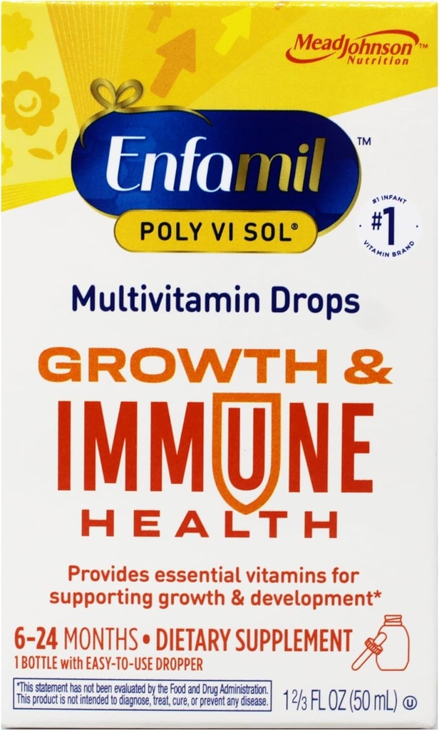 Enfamil Prenatals & Baby Vitamins Poli-Vi-Sol z železovim multivitaminskim dodatkom kapljice za dojenčke in malčke, sadje, 50 ml