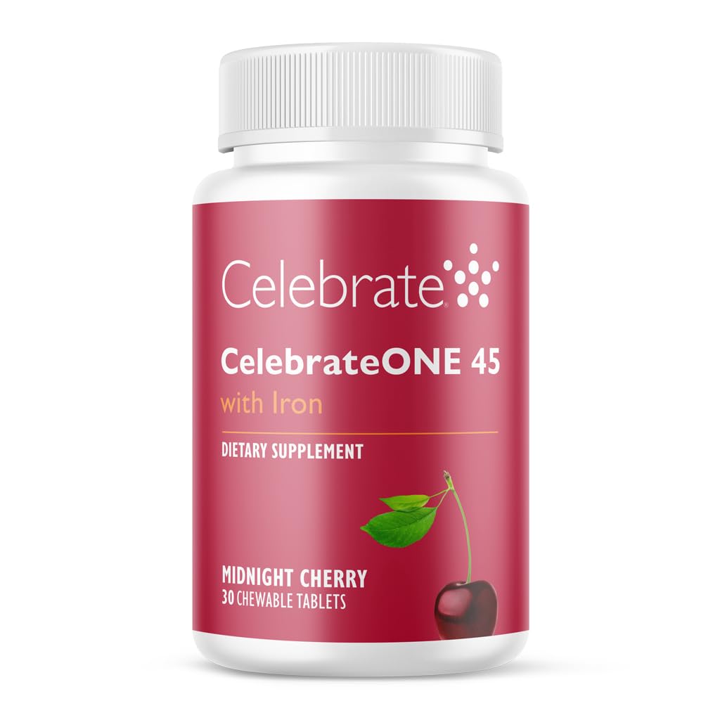 Praznujte vitamine Praznovanje 45 Žvečilni izdelki, 45mg Železo - Enkrat dnevno Bariatrični multivitamin, Esencialni vitamini in minerali - Gastrical Bypass & Sleeve Gastrectomy Supplement - Cherry (30 tablet)