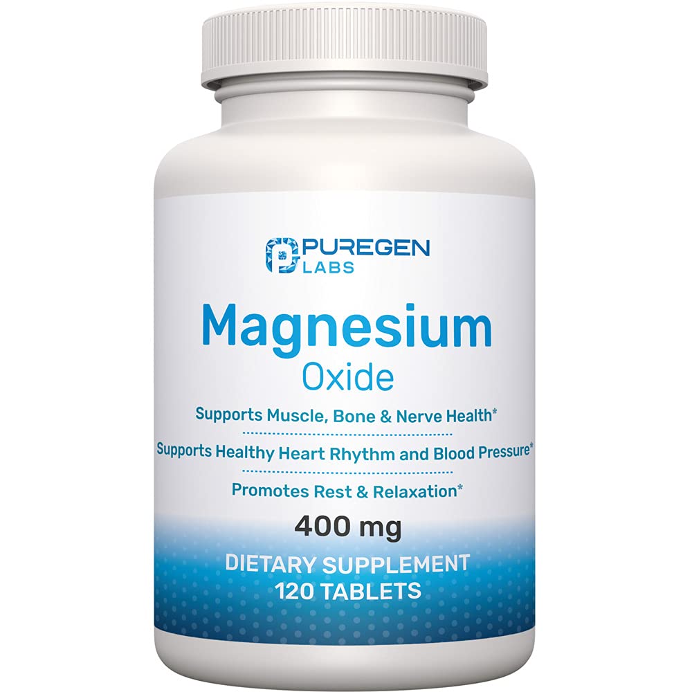 Magnezij 400mg [Visoka jakost] Dodatek – Magnezijev oksid za imuno podporo, okrevanje mišic, krči in sprostitev 120 tablet