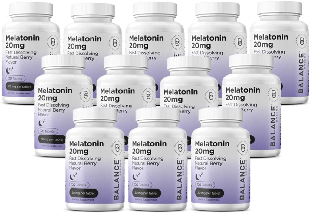 Balancebreens Melatonin 20mg Fast Dissolve tablete - visoka moč, hitro igranje, naravna podpora za spanje - pomoč za spanje za odrasle - ne- Groggy, brez zdravil Formula - 120 uspavalne tablete
