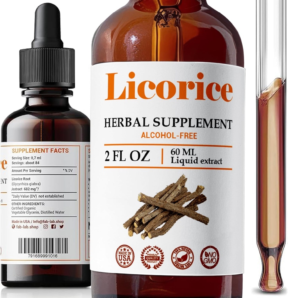 FabLab Licorice korenski ekstrakt - Herbal Immune Support- Glycyrrhiza Glabra Dopolnilo za prebavljanje Obnavljanje dihalne utrujenost -Non-GMO (Licorice 2 Fl Oz)