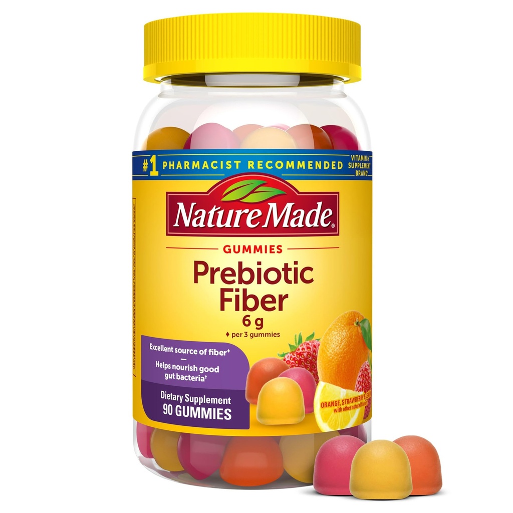 Narava narejene Prebiotične Fiber Gummies za odrasle in otroke, Fiber dodatek za Digestive System Podpora, 90 Gummies