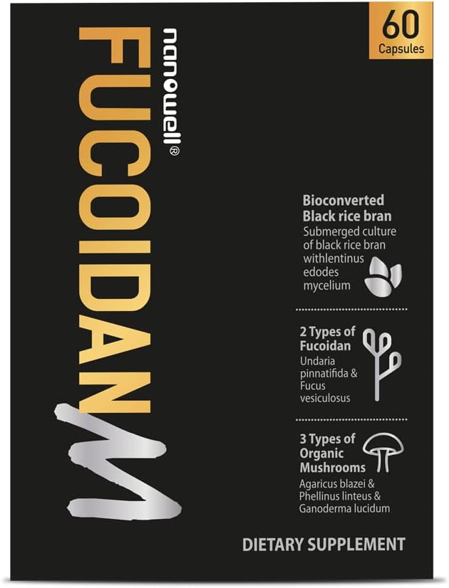 NANOWELL Fucoidan M - Brown Seaweed Immunity Supplement for Gut Health & Imuno Support with Gobe Complex - 60 kapsul