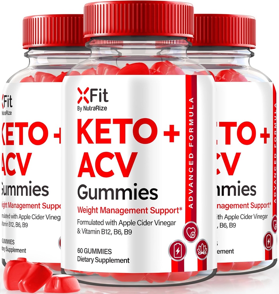 (3 pakiranja) Xfit Keto ACV Gumies, uradni Keto+ACV Hujšanje Formula, Vse naravne Apple Cider Vinegar 1000MG, X Fit Keto Plus ACV Gummy za zdravje in fitnes, Xfit ACV Keto Gomitas (180 Gummies)