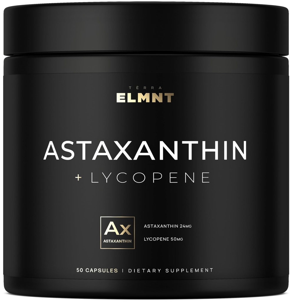 Astaksantin 24mg + likopen 50mg Klinična moč Karotenoidi Kožna dopolnilo w. 100% Naravno iz MicroAlgae - Najboljši astaksantin dopolnila za zdravje kože in pigmentiranje - Astaksantina