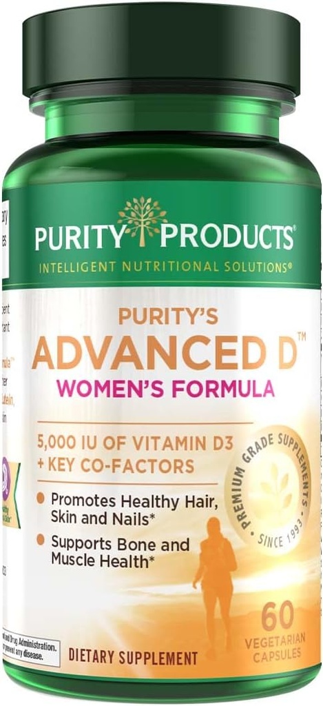 Produkti čistosti Dr. Cannell's Advanced Vitamin D ženska formula formificirana z Lutein in Biotin za zdravo kožo in lase - 60 vegetarijanske kapsule