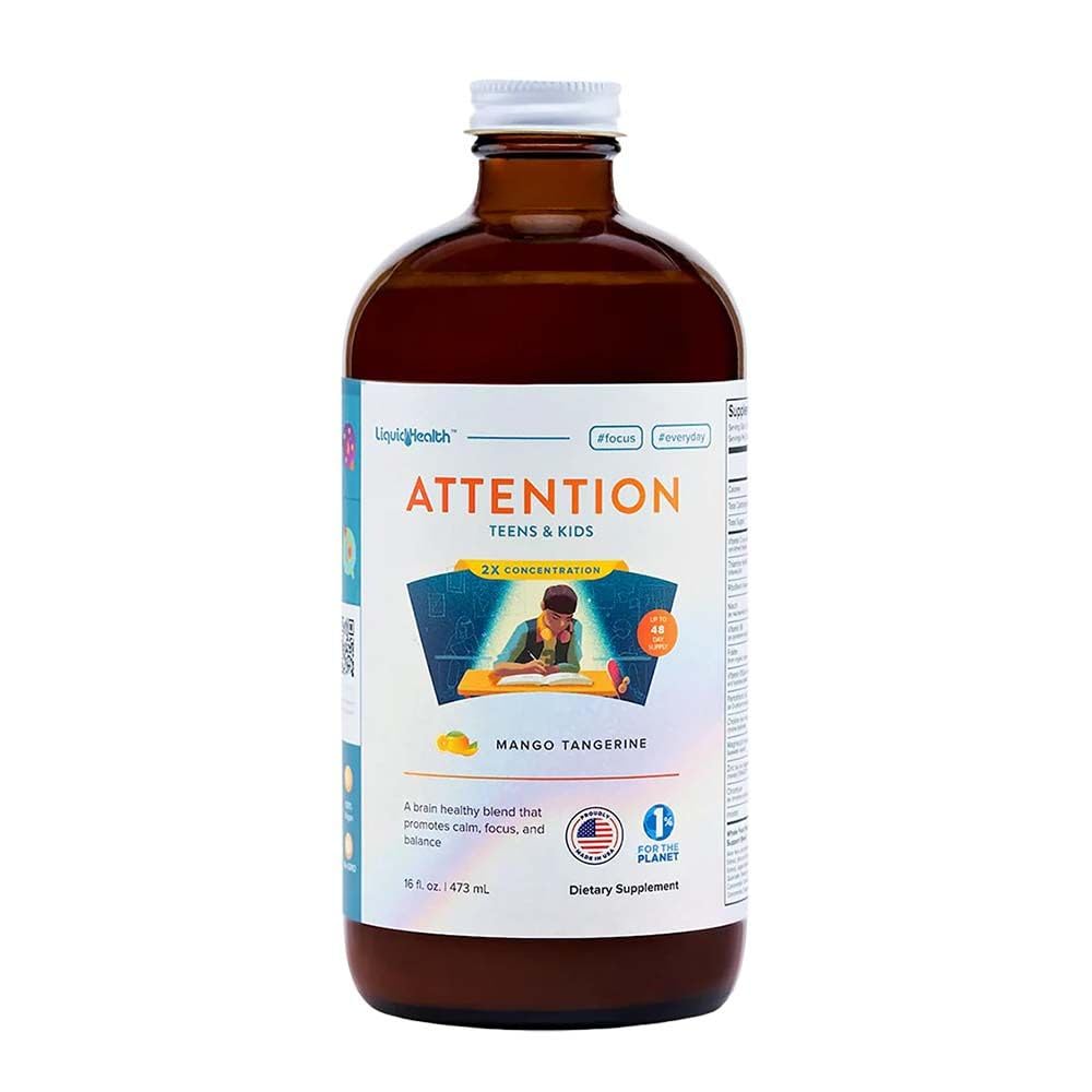 LIKVIDHEALTH pozornost Tekoči multivitaminski za otroke in najstnike - Izboljša spomin retencija, Koncentracija, Fokus, Mood, Sprostitev in pomiritev - Izdelano v ZDA, Great Okus, Vegan, Sugar-free (16 oz)