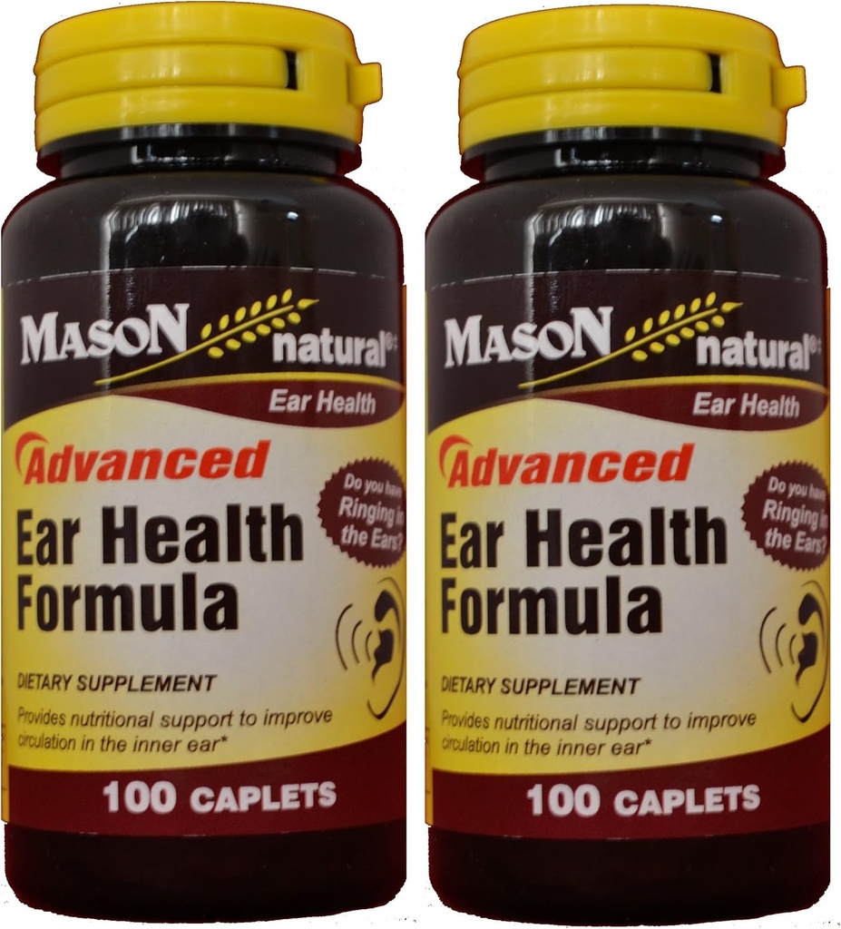 Mason Natural Advance Ear Health Formula Bioflavonoidi Plus 100 Caplets na steklenico Pakiranje 2 skupaj 200 Kaplet