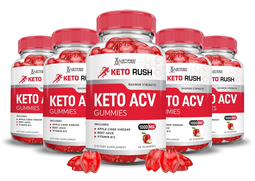(5 Pack) Keto Rush Keto ACV Gumies Napredno Formula 1000MG Keto Rush Keto Gumies Apple Cider Vinegar Boost Formulirano z Granatni beet Juice v prahu B12 Vegan Non GSO 300 Gummys