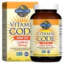 Vrt življenja Vitamin D, vitaminska koda Surovi D3, Vitamin D 2.000 i.e., Surovo celotno živilo D3 Dodatki s klorolom, sadjem, zelenjavo in probiotiki za zdravje kosti in imunskega sistema, 120 vegetarijanskih kapsul