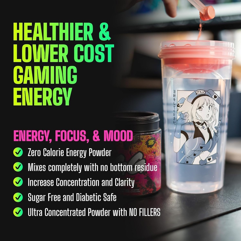 Gamer Supps, GG Energy Red Raspberry (100 Servings) - Keto Friendly Gaming Energy and Nootropic Blend, Sugar Free + Organic Caffeine + Vitamins, Powder Drink