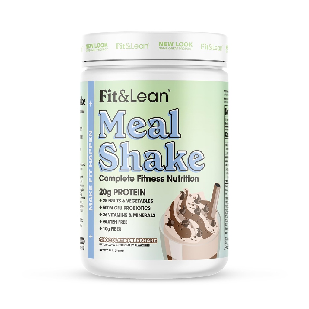 Fit & Lean Meal Shake, Maščoba gorijo obrok nadomestitev, Beljakovine, Fiber, Probiotiki, Čokolada, 1lb, 10 Serving na vsebnik