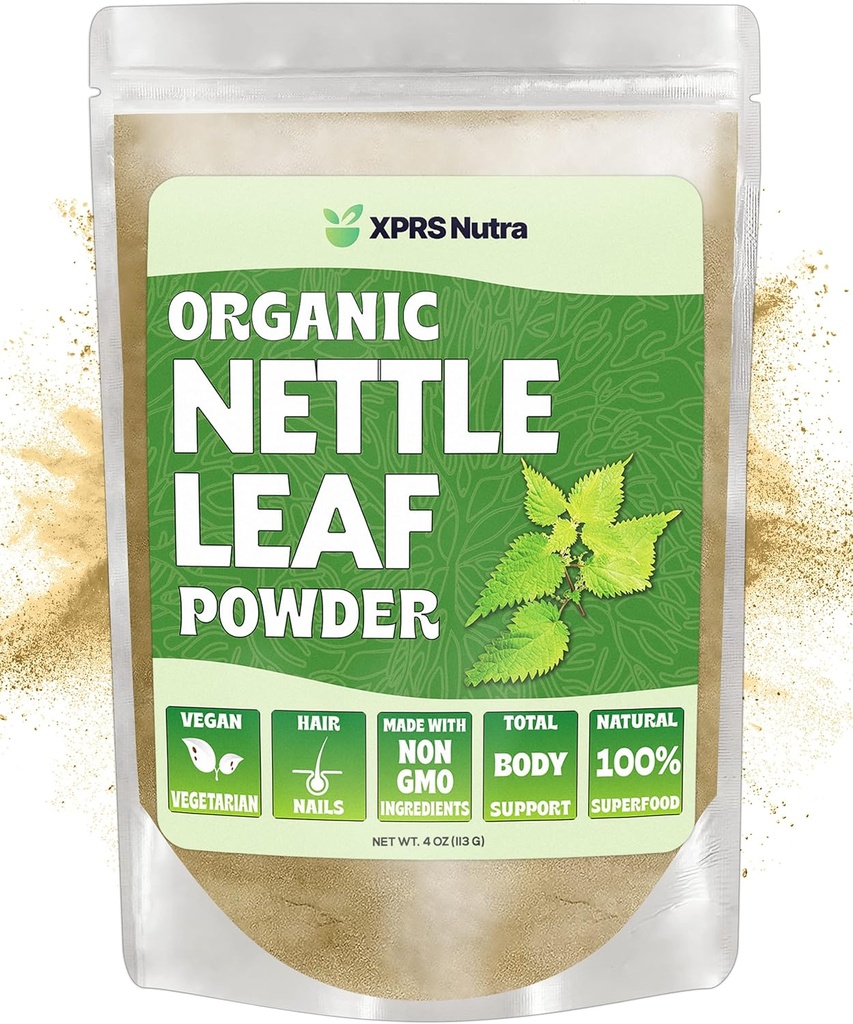 XPRS Nutra Organic Nettle Leaf Powder - Premium USDA Organic Sting Nettle Powder za lase in nohte - Vegan prijazno energijo povečanje Sting Nettle Leaf (4 oz)