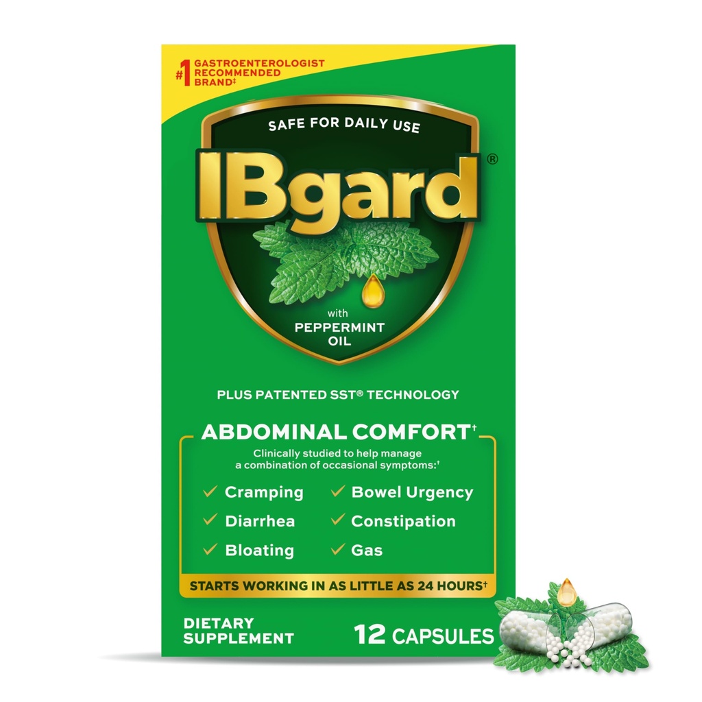 IBgard Gut Health Supplement, Kapsule poprove mete za trebuh Comfort, 12 kapsul