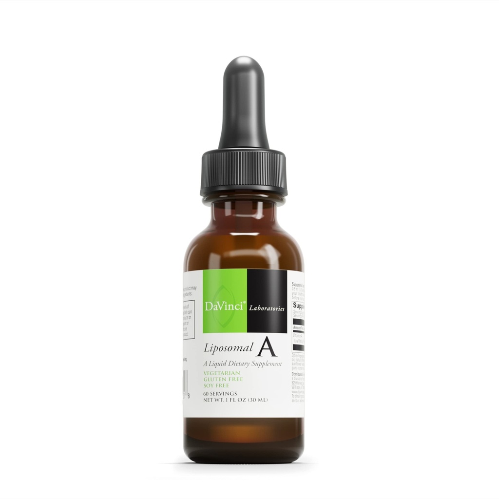 DAVINCI Labs Liposomal A - Tekoči vitamin A dodatek za podporo kosti, kože, drobovja, vida in imunskega zdravja* - Gluten-free - 30 ml