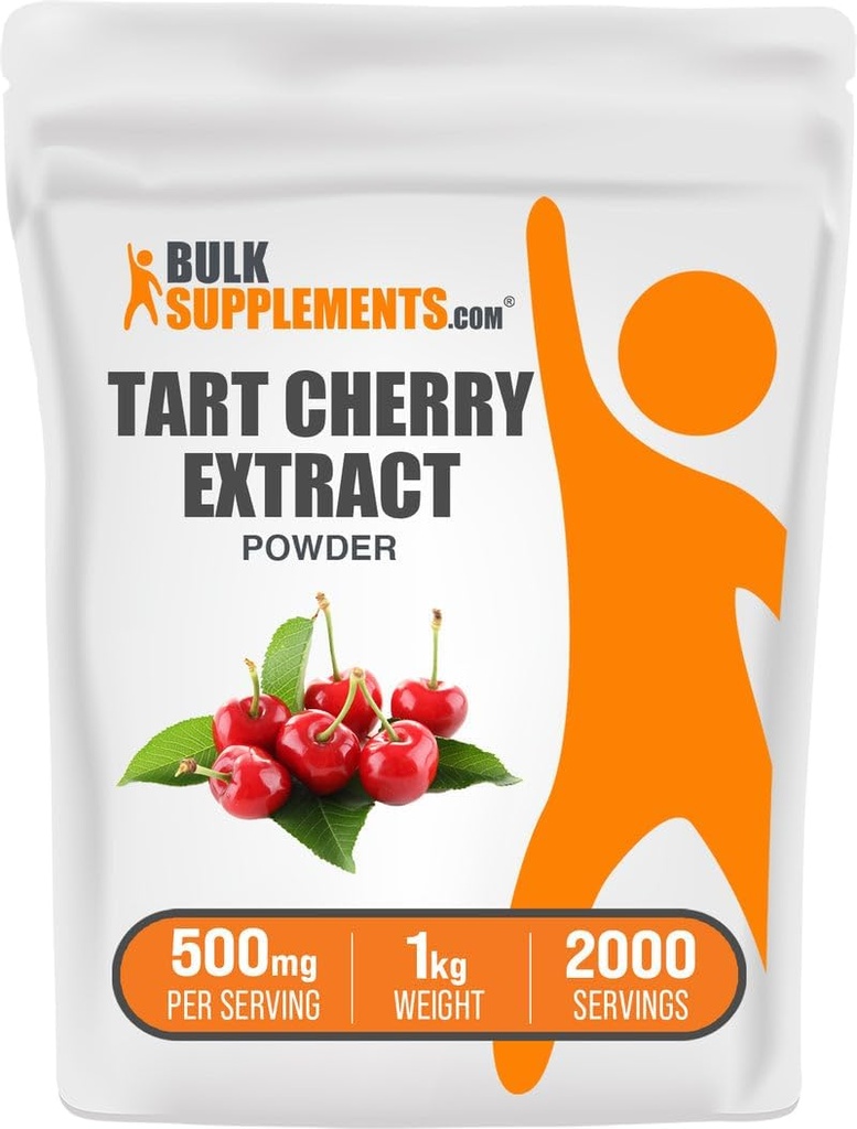 BulkSupplements.com Tart Cherry Extract Prašek - Tart Cherry dodatek, zeliščni dodatek - Antioksidant Vir, Gluten Free, 500mg na serviranje, 1kg (2,2 lbs) (Pack of 1)