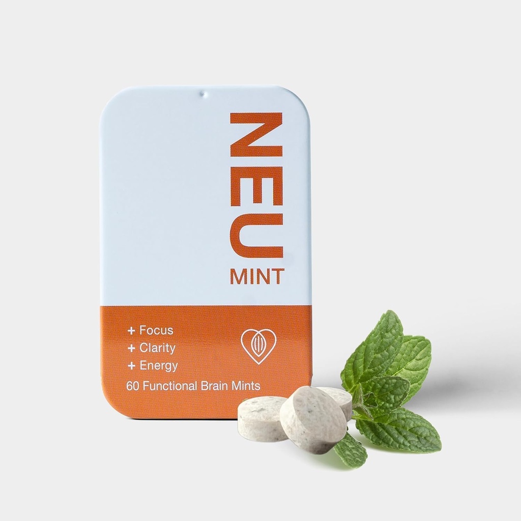 Nootropna energija in fokus Mints – 60 kosov- Alfa GPC, kofein, L-teanin, vitamin B6 – Pospešuje energijo in izboljša fokus – Izdelano v Kanadi