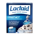 Lactaid Fast Act Laktoza Intolerance Relief Caplets z encimom laktaze za preprečevanje plina, napenjanje in driska zaradi občutljivosti na laktozo, Idealno za potovanja in na-na-na-na, 12 Pakiranja 1-nakup