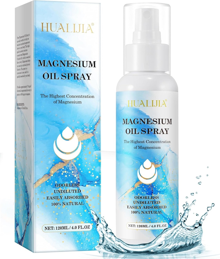Magnezijevo olje Spray, Magnezijevo olje za noge, Topical Pure Magnezijev Spray za noge in spanje, enostaven za uporabo in hiter za absorbcijo, 4 Fl oz