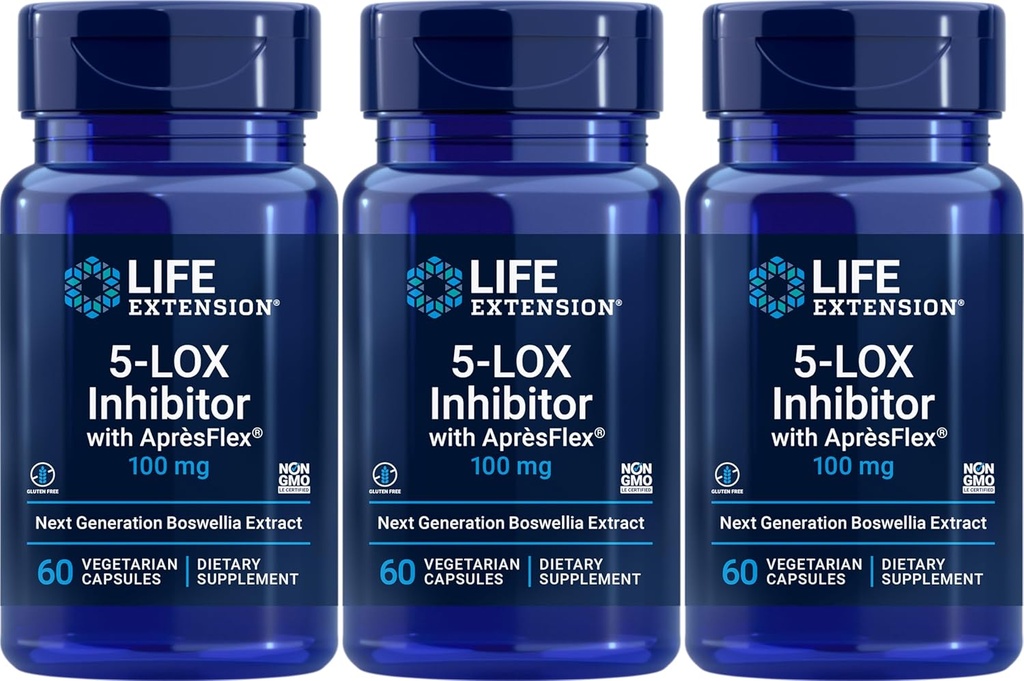 Zaviralec 5-LOX za podaljšanje življenja z zdravilom AprèsFlex 100 mg, 60 vegetarijanskih kapsul (paket s 3)