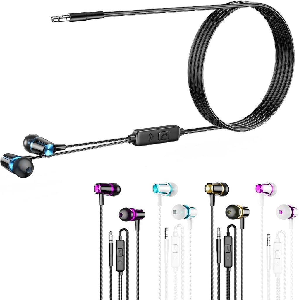 Earbuds ožičenje z mikrofonom, 5 Pack žice slušalke z močno težko bas, visoka opredelitev, slušalke 3.5mm Jack