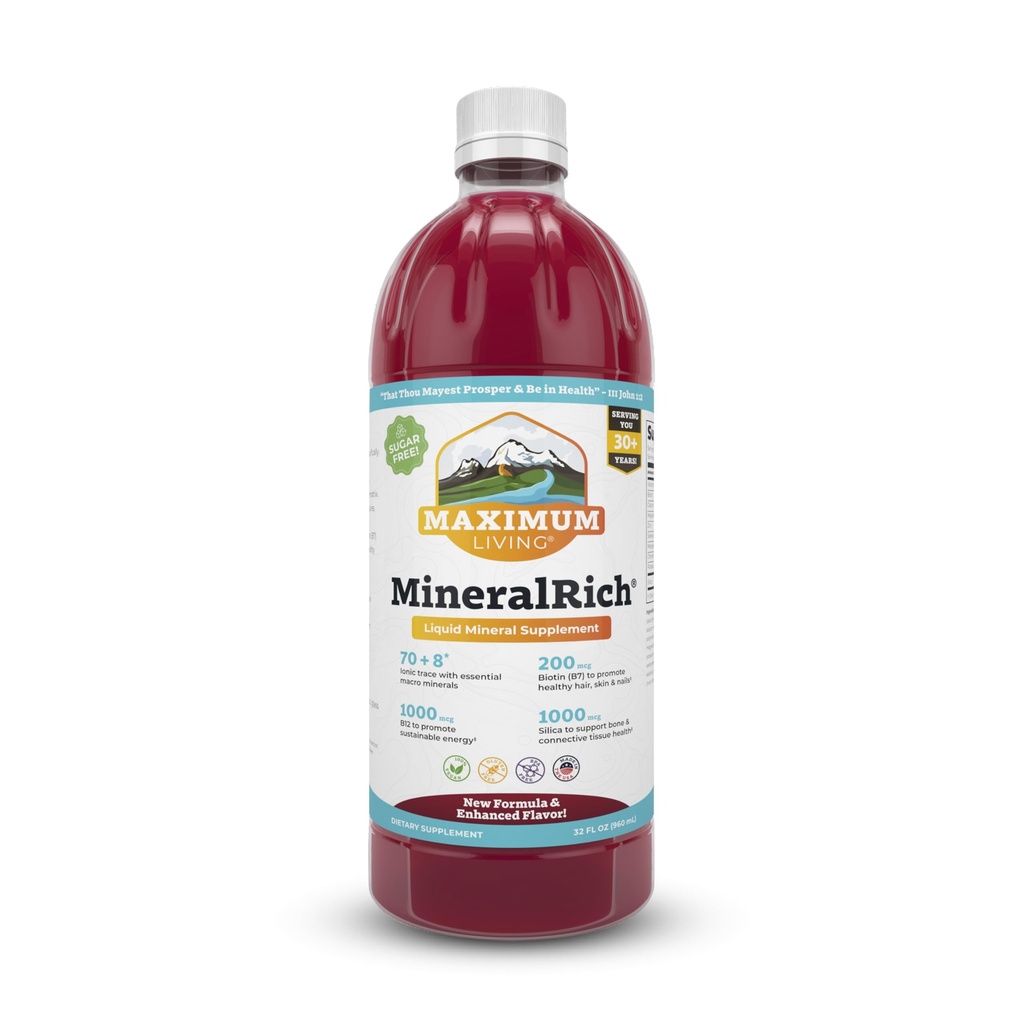 Maksimalni živi mineralRich - Minerali dodatek - brez sladkorja tekoča mešanica vitaminov in sledljivih mineralov - 32 oz
