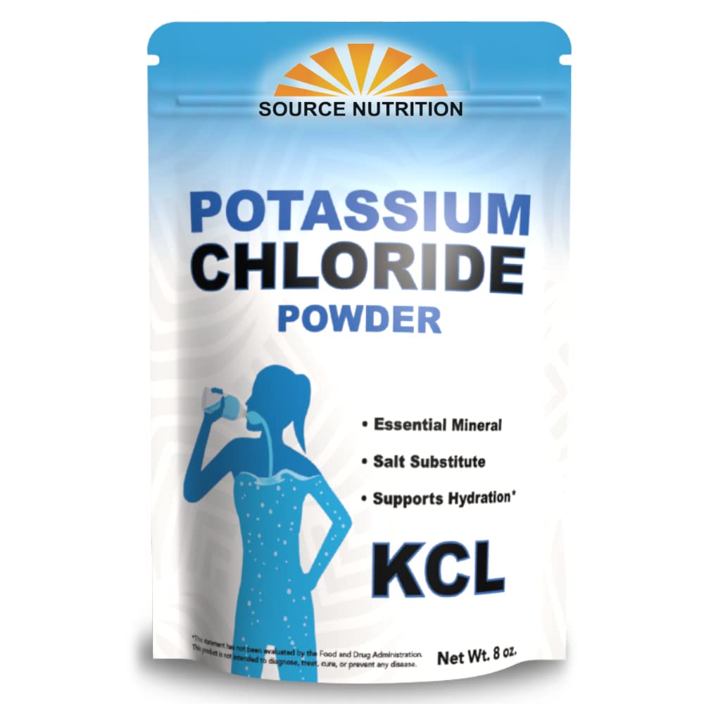 Source Nutrition Kalijev klorid v prahu - Podpira Hidracijo in raven tekočine, Miza Sol substitute, Odličen vir kalija - KCL dodatek (8 oz.)