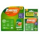 Zyrtec 24 ur Alergija Relief tablete, Notranja & Zunanja Alergija Medicina z 10 mg Cetirizin hidroklorid Antihistaminik, vrednost paket ena, 90 ct steklenica & tri, 1 ct Potovalne pakete